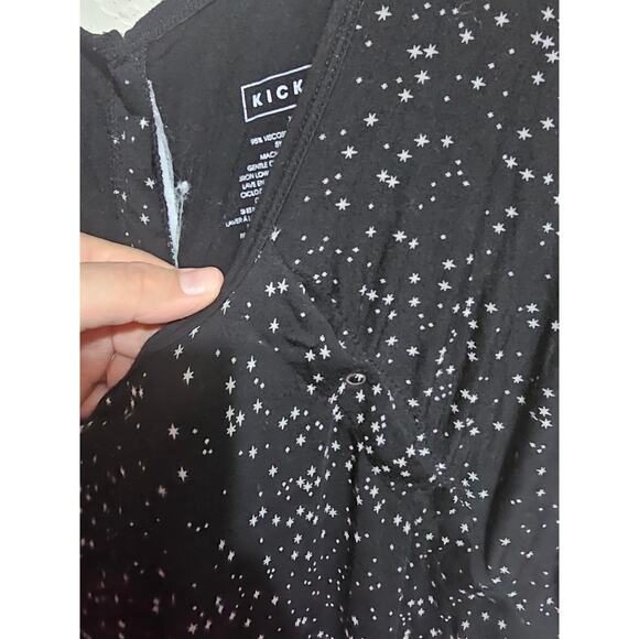 Kickee Bamboo Nursing Gown Snap Front/Back Hospital Gown Black Stars XL (871) - Picture 4 of 6